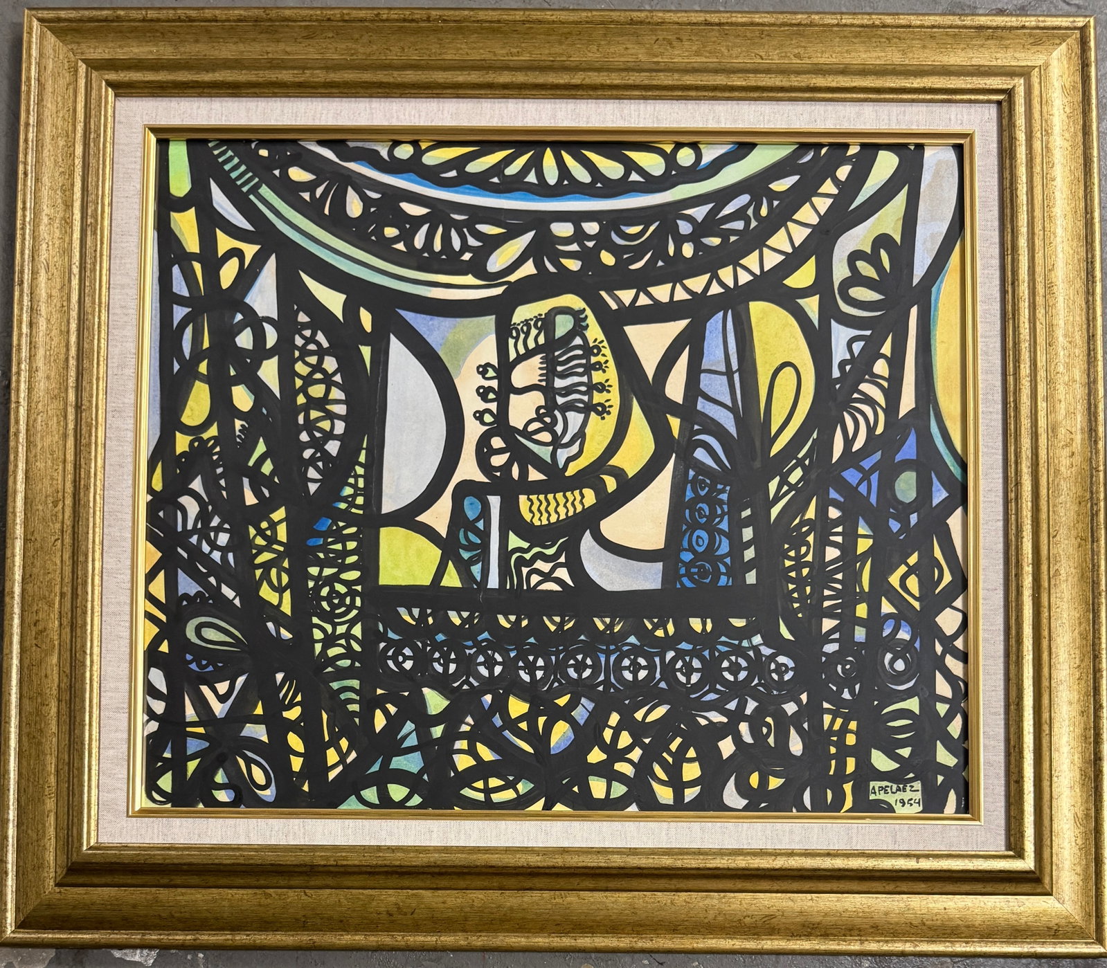 Amelia Pelaez 1954 Gouache Painting (1 of 3)