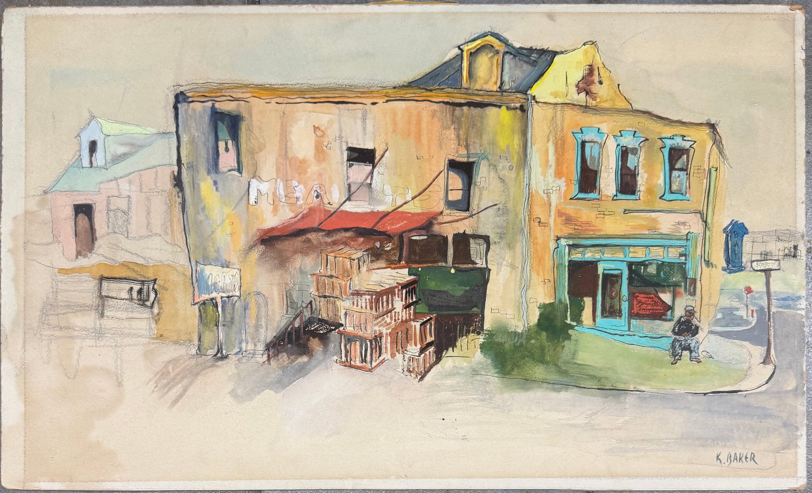 Kenneth Baker Mixed Media Painting. (1 of 2)