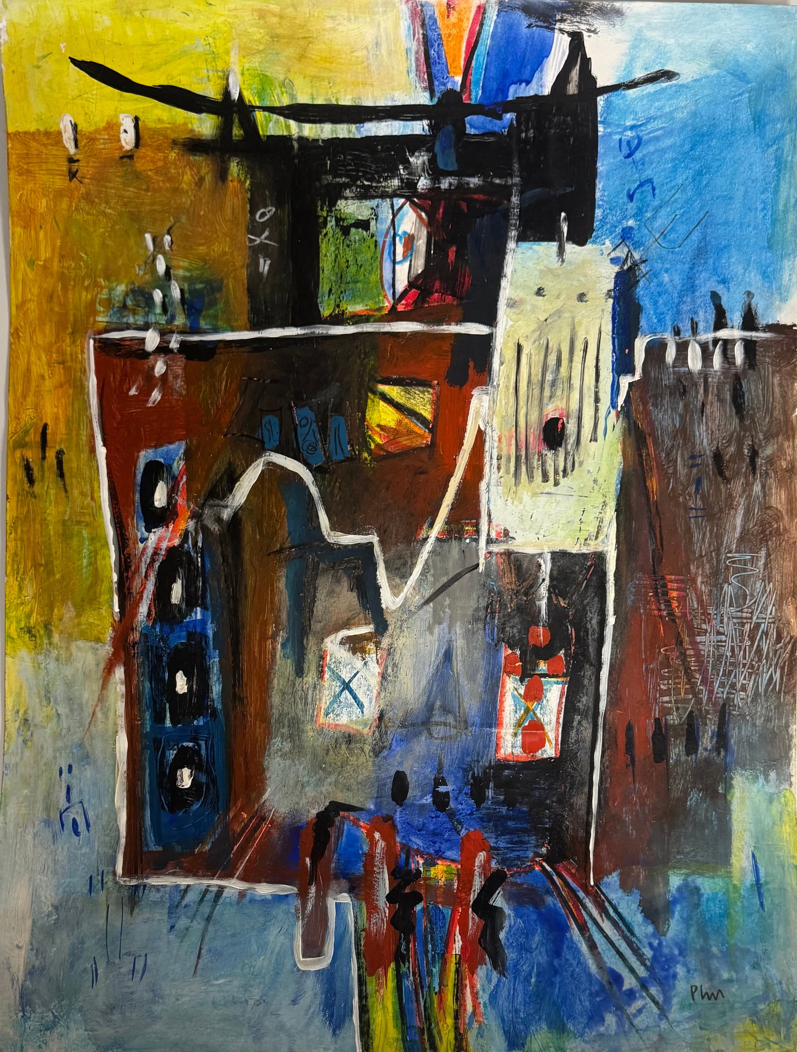 Edgar Plans Mixed Media on Cardboard (1 of 3)