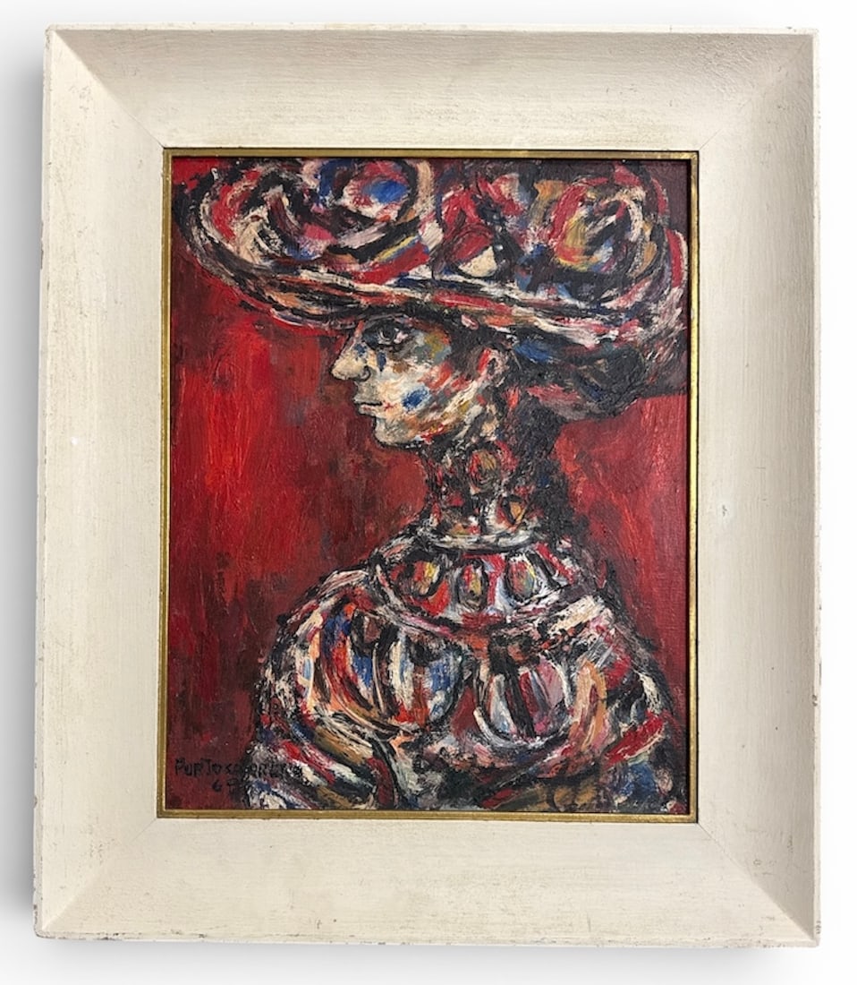 René Portocarrero Oil on Panel Painting (1 of 4)