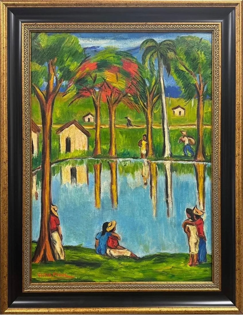 Victor Manuel Oil on Canvas: Victor Manuel Oil on canvas. 23.5 x 17.5inFrame:30 1/4 x 20.5in.Victor Manuel (Cuban, 1897-1969) Was a Cuban painter associated with the Vanguardia movement, known for his evocative portraits and land
