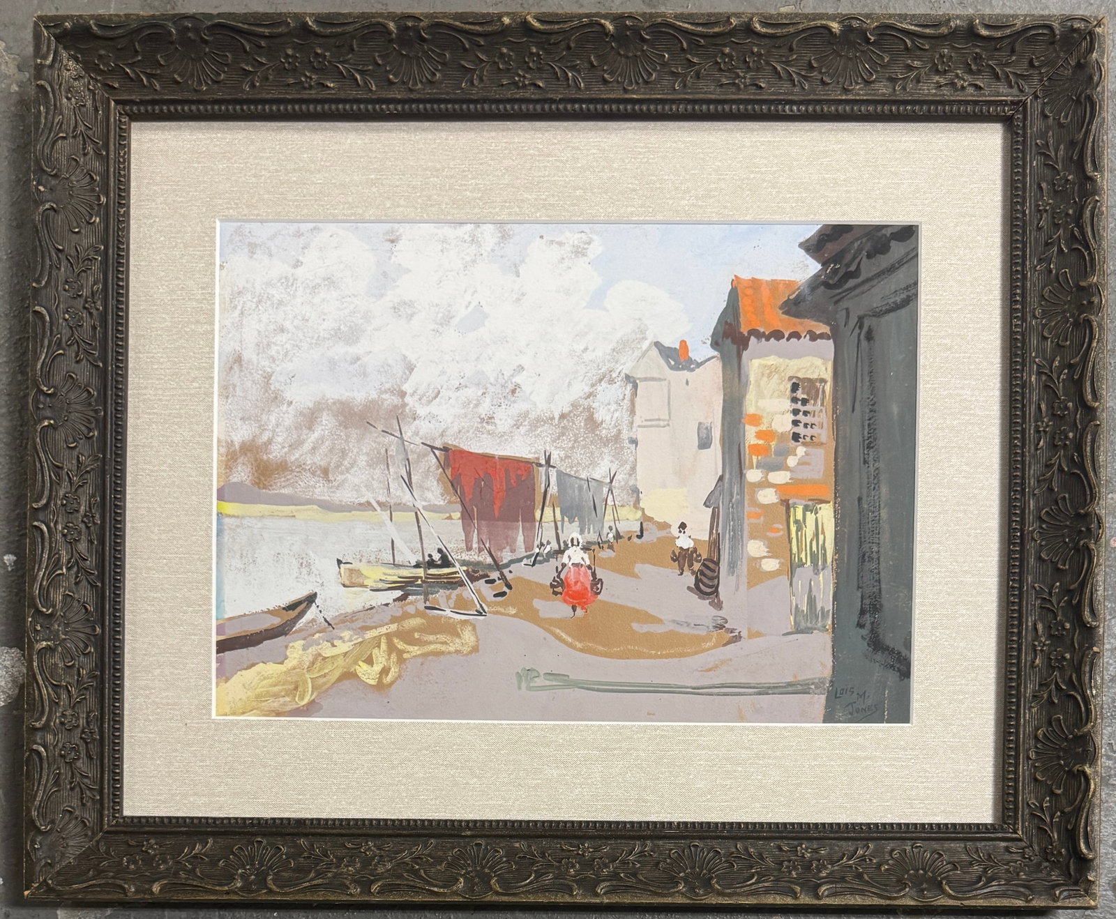 Lois Mailou Jones Mixed Media Painting: 1905 Boston, Massachusetts - 1998 Boston, Massachusetts. Known for: African figure-genre, landscape, still life and mask painting, teaching.Artist Statement: "Mine is a quiet explorations quest for ne