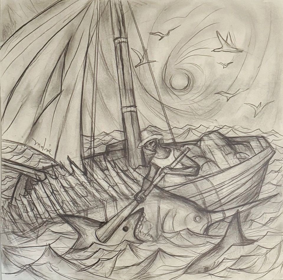 Hector Molne Graphite Drawing - 3