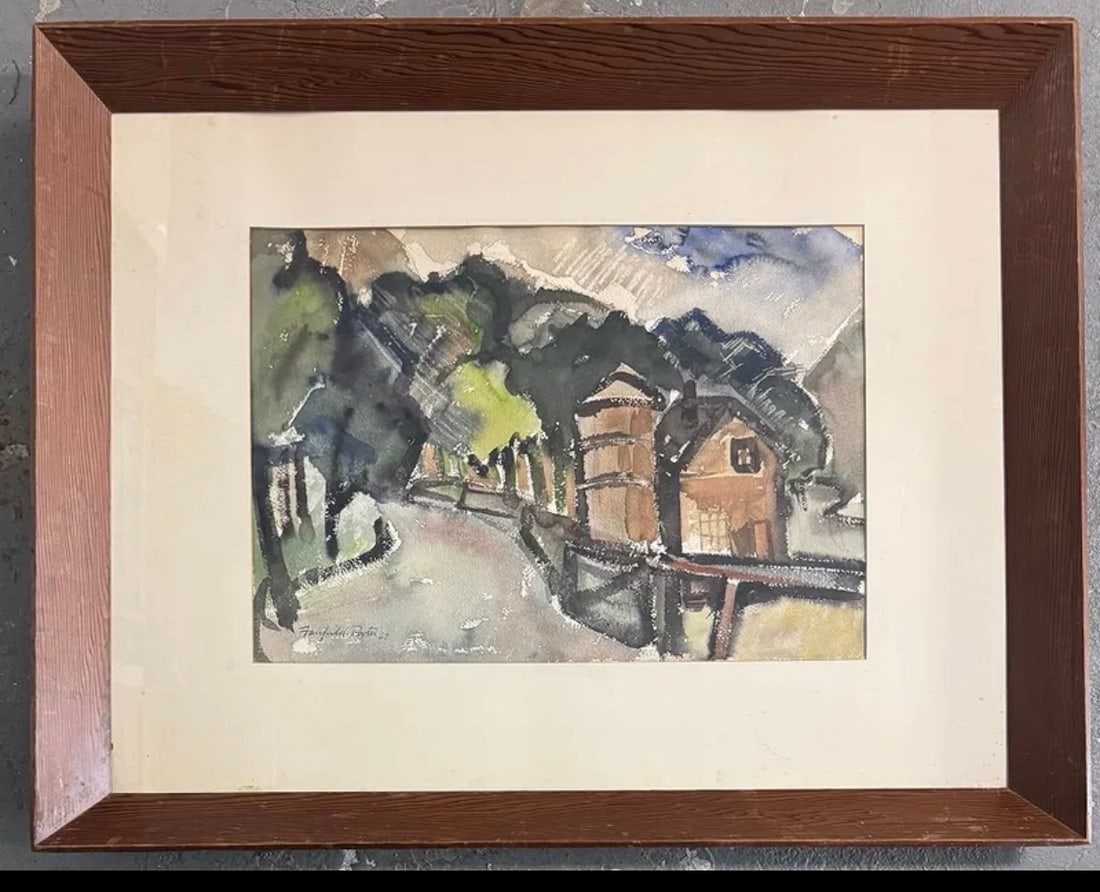 Fairfield Porter Watercolor Painting: Watercolor on paper, measures 14.5x20.5in. Frame:22.5x33.5in. 1907 Winnetka, Illinois - 1975 Southampton, New York. Known for: Landscape, coastal, figure and genre painting.Fairfield Porter was born i