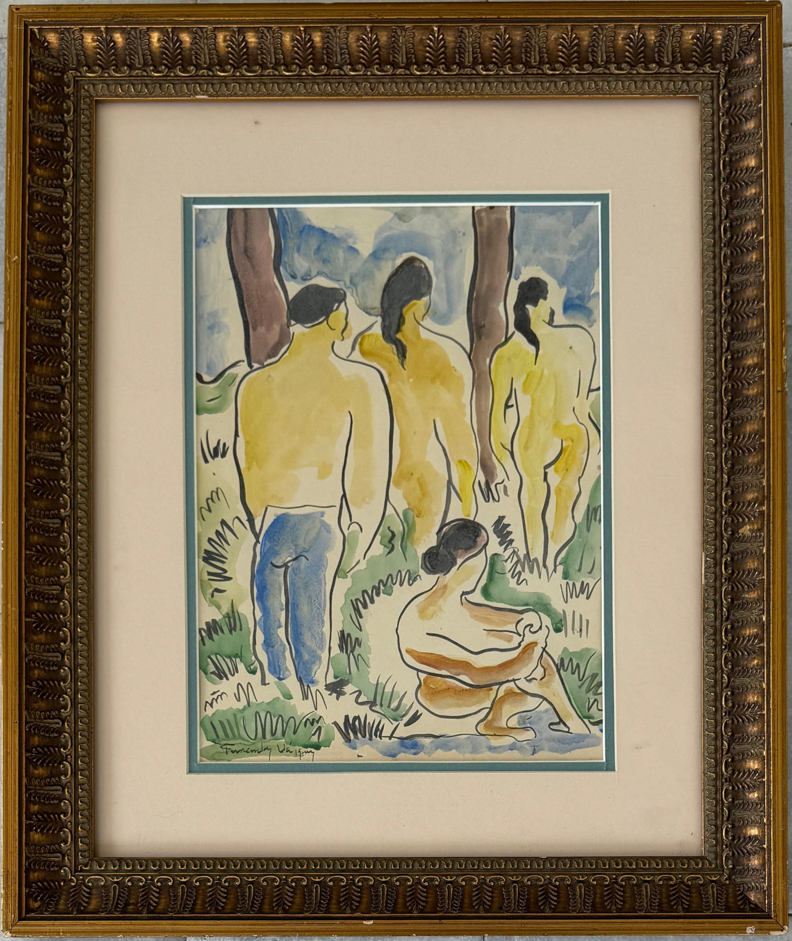 Aristides Fernandez Watercolor Painting: Aristides Fernandez.(1904 - 1934)Watercolor on paper 11x8 inch Frame:18x15 inch