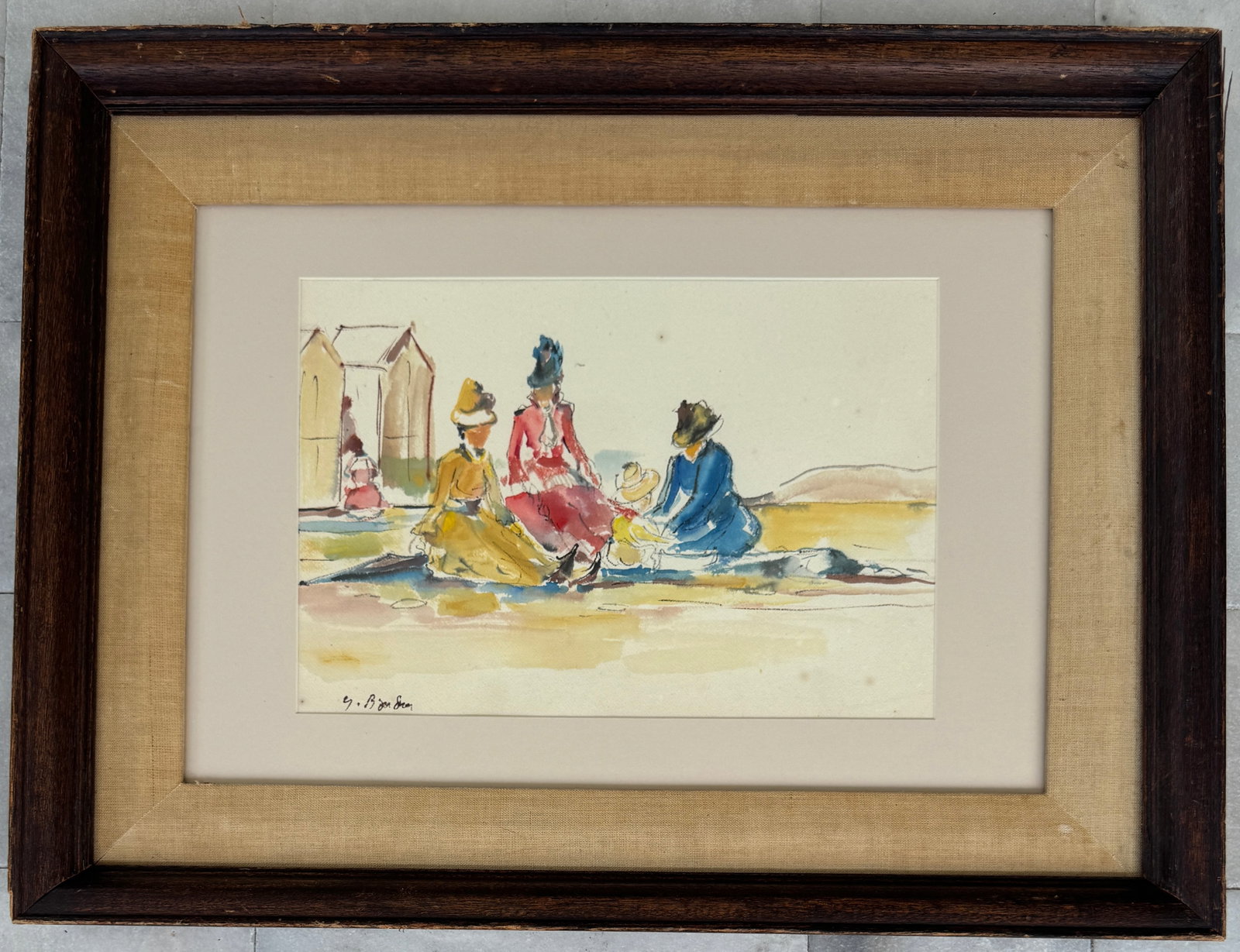 Attributed to Eugene Louis Boudin Watercolor Painting: 1824 Deauville, Honfleur, Normandy - 1898 Deauville, Honfleur, Normandy. Known for: Plein-air marine painting, coastal scenes.One of the earliest French plein-air painters, Eug?ne Boudin became known 