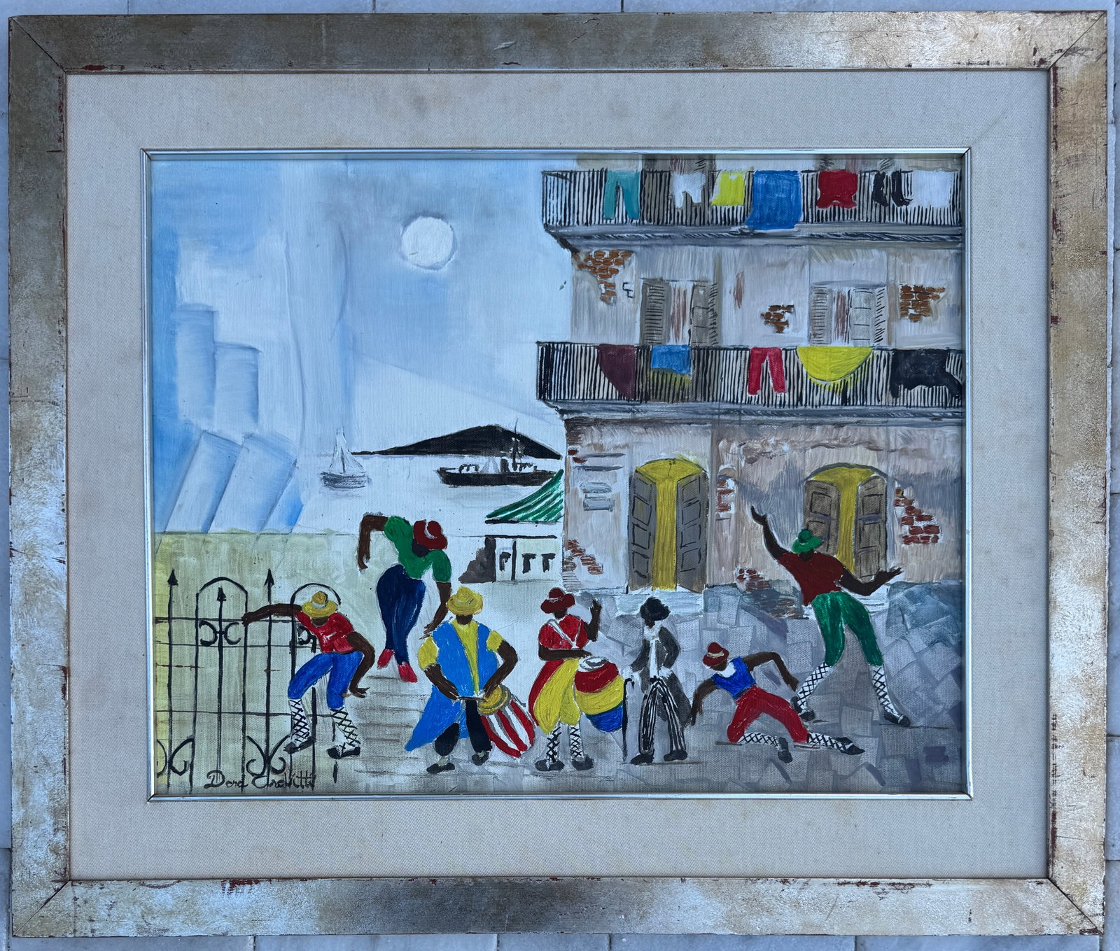 Vintage Signed Oil Painting: Oil on canvas 16x20 inch Frame:21 3/4 x 26 inch