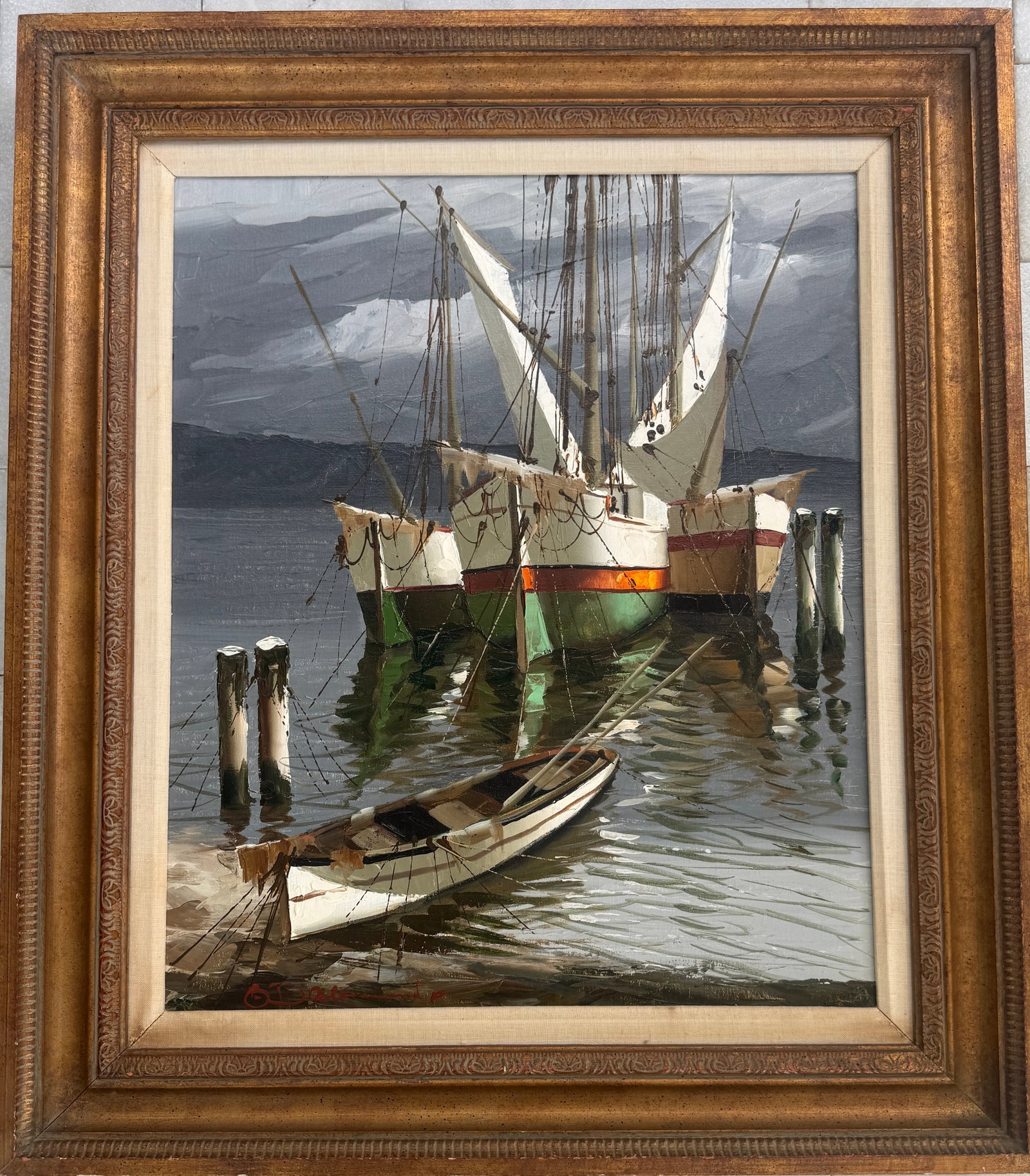 Vintage Signed Oil Painting: Oil on canvas 24x20 inch Frame:31.5x27.5 inch