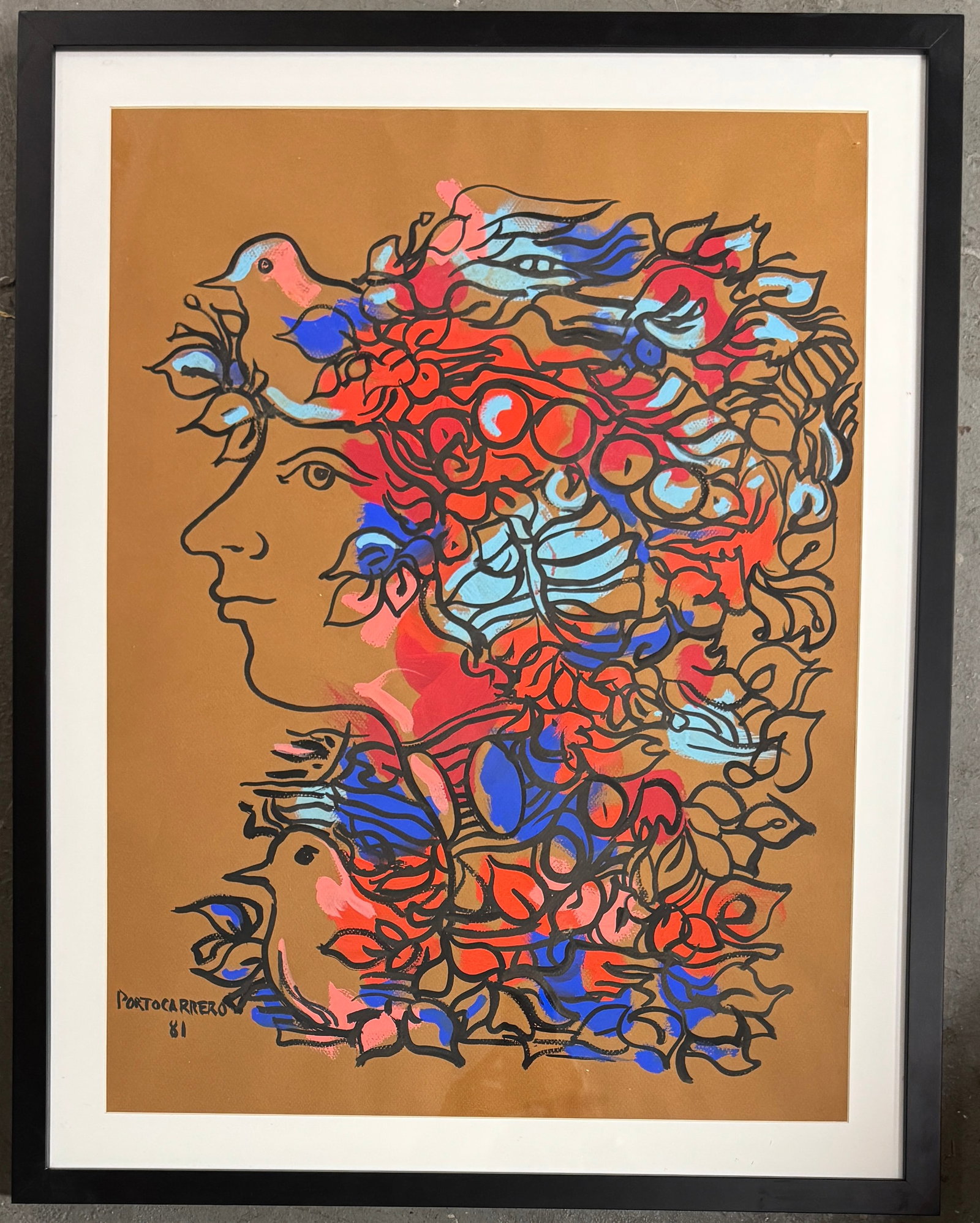 Rene Portocarrero Gouache on Paper: Rene Portocarrero Gouache on paper. Measures 25.5x19.5?. Rene Portocarrero was a Cuban artist born in the neighborhood of El Cerro, Havana, in 1912, and died in Havana on April 27, 1985. He is noted f
