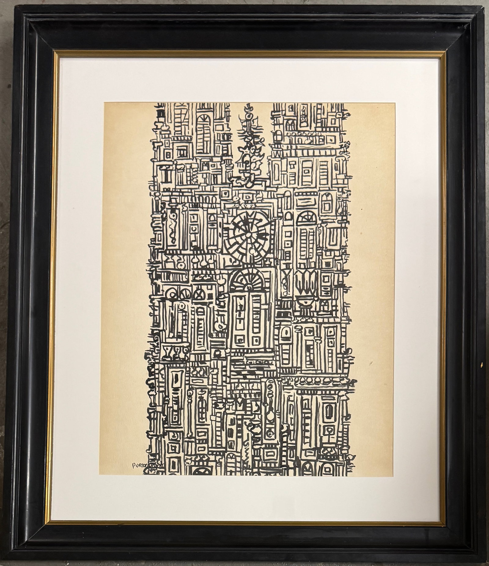 Rene Portocarrero Ink on Paper: Rene Portocarrero Ink on paper. Measures 24x19 inches.Rene Portocarrero was a Cuban artist born in the neighborhood of El Cerro, Havana, in 1912, and died in Havana on April 27, 1985. He is noted for 