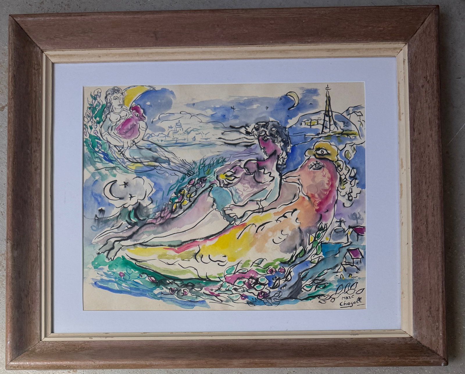 In the Style of Marc Chagall Mixed Media: (In the Style of Marc Chagall) 1887 Vitebsk, Russia - 1985 St. Paul de Vence, France. Known for: Abstract village peasant theme paintings, public art.Marc Chagall was a man of keen intelligence, a shr