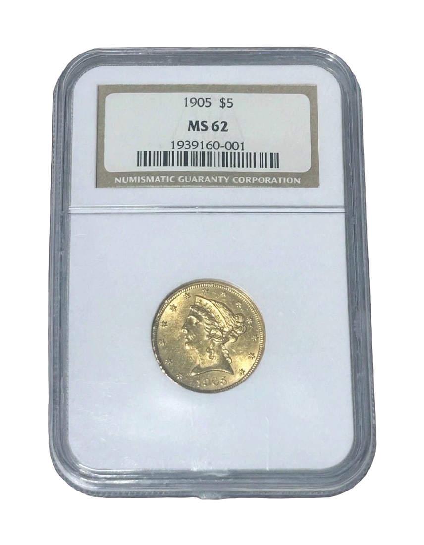 1905 Gold $5 NGC Graded MS62 US Gold Coin (1 of 1)