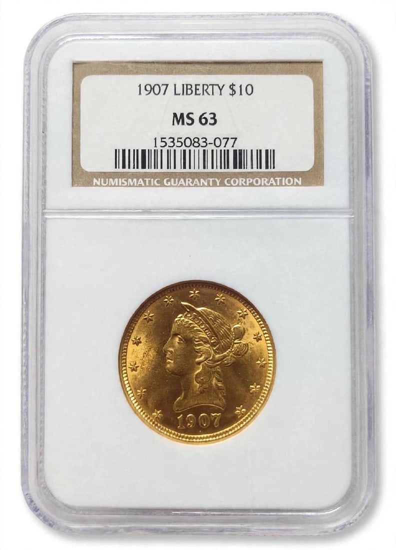 1907 Gold $10 NGC Graded MS63 US Gold Coin (1 of 1)