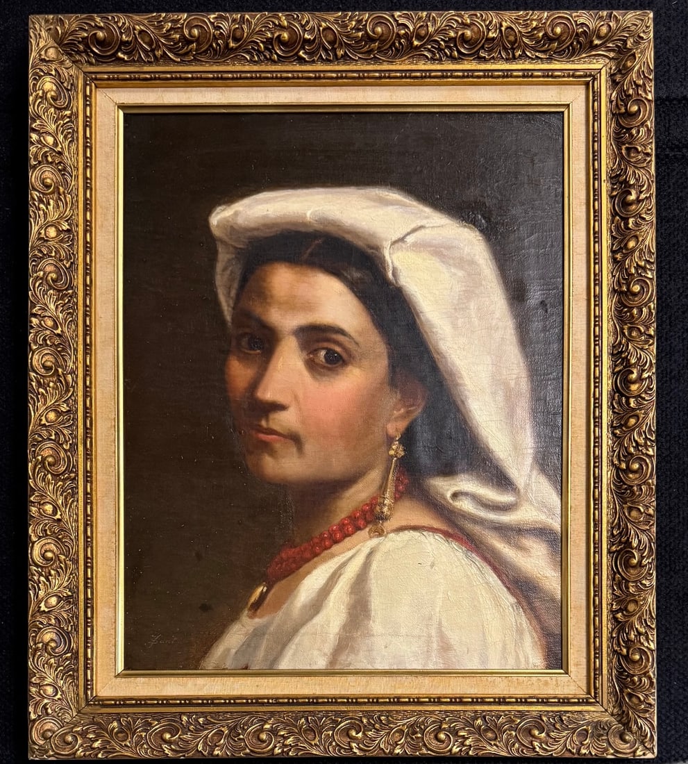 James Sant Oil Painting: Oil on canvas over panel, measures 18.5x14.5 in. Frame:23x19in. James Sant CVO RA (1820?1916) was a British painter specializing in portraits and known particularly for images of women and children an