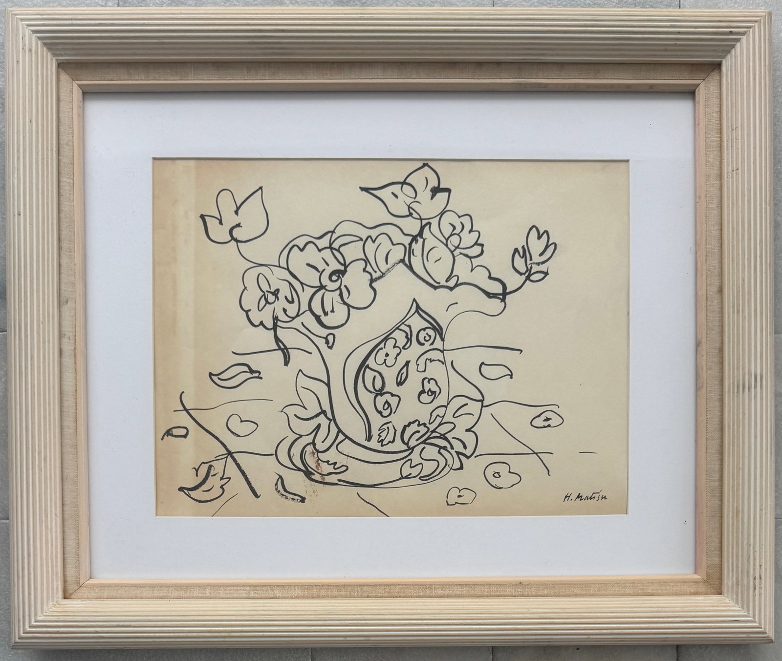 In the Style of Henri Matisse Ink on Paper: (In the Style of) 1869 Nice, France - 1954 Vence, France. Known for: Fauve modernist painting; sculpture.Henri Matisse came from a family who were of Flemish origin and lived near the Belgian border.