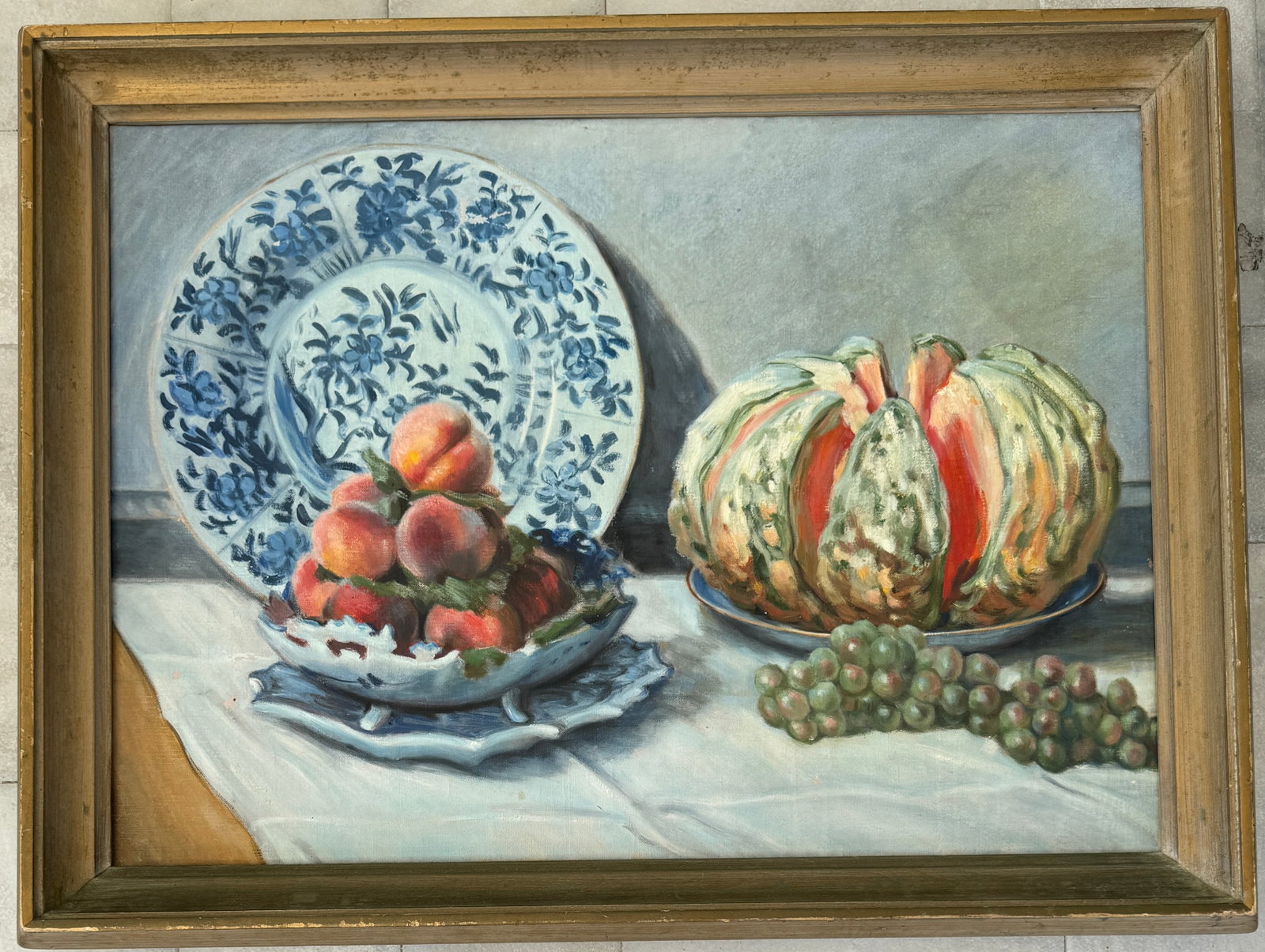 Vintage Signed Oil Painting: Oil on canvas 20x28 inches Frame:24x32 inches