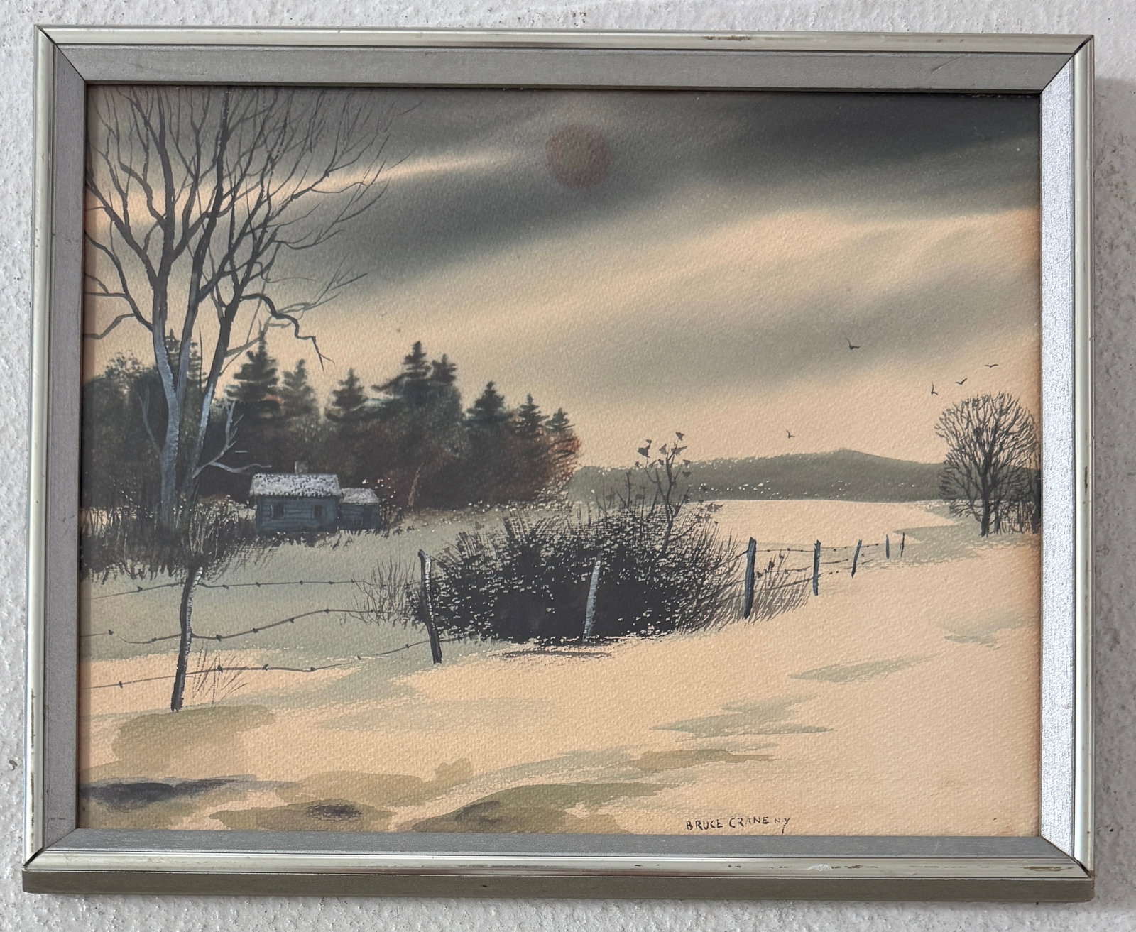 Bruce (Robert Bruce) Crane Watercolor: 1857 New York City - 1937 Bronxville, New York. Known for: Seasonal landscape painting, teaching.A popular landscape painter, especially of golden toned landscapes that conveyed fall and winter