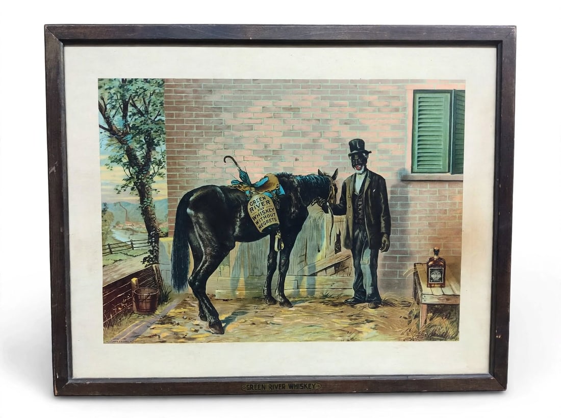 Vintage Framed Green River Whiskey Advertising