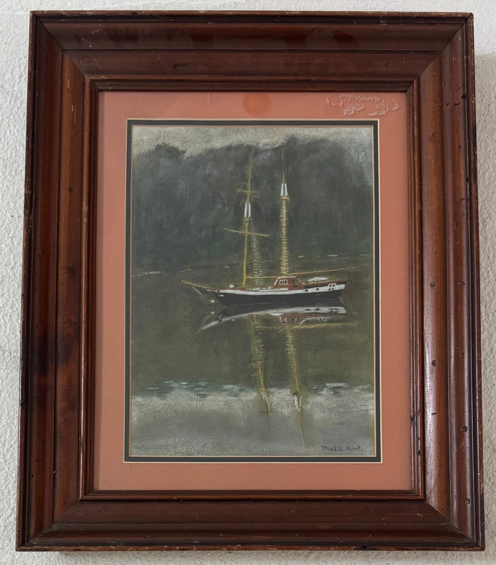 Thomas Hunt Mixed Media On Paper: 1882 London, Ontario, Canada - 1938 Santa Ana, California. Known for: Modernist painting-coastal-harbors, rocky beaches.Thomas L. Hunt was born in London, Ontario, Canada on February 11, 1882. He stud