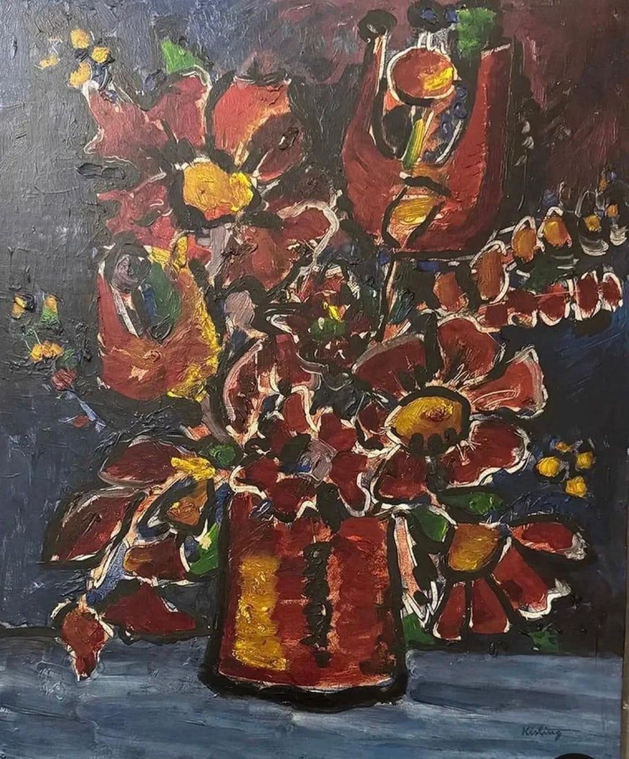 Moises Kisling Oil Painting: Moises Kisling (Polish/French, (Attr)1891-1953)Medium: Oil on Panel Dimensions: 22" x 18"A School of Paris figure known for elegant portraits and poised still lifes, uniting clear contours with