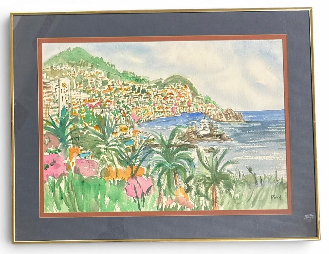 Jean-Claude Picot Watercolor & Gouache: 1933 - 2020. Known for: Fauve-style landscape, still life festival and market genre painting. Since 1956, Jean Claude Picot has been working exclusively as a professional artist. He is greatly