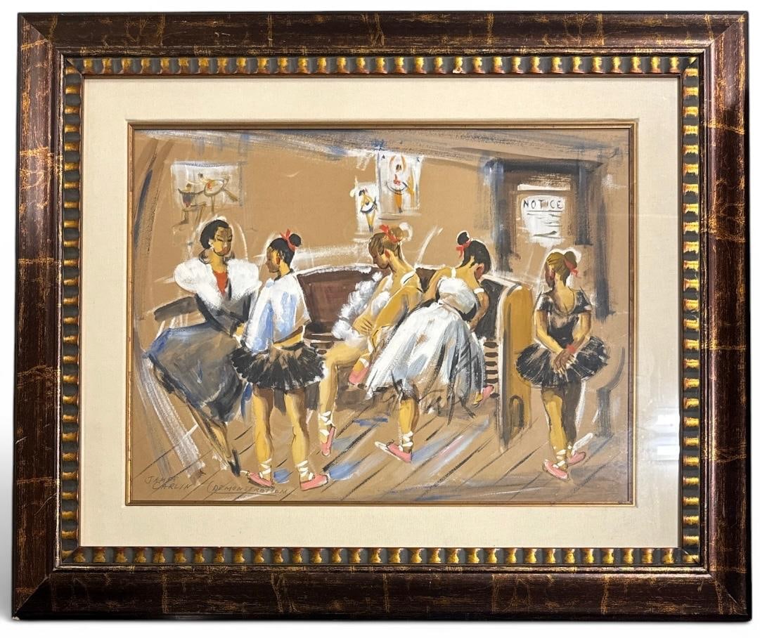 James Carling Mixed Media on Paper: James Carlin. 1906 Belfast, Ireland - 2005 Nutley, New Jersey. Known for: Genre, figure, street-landscape, florals.Born June 15, 1906 in Belfast, Ireland, James Carlin became a noted painter in