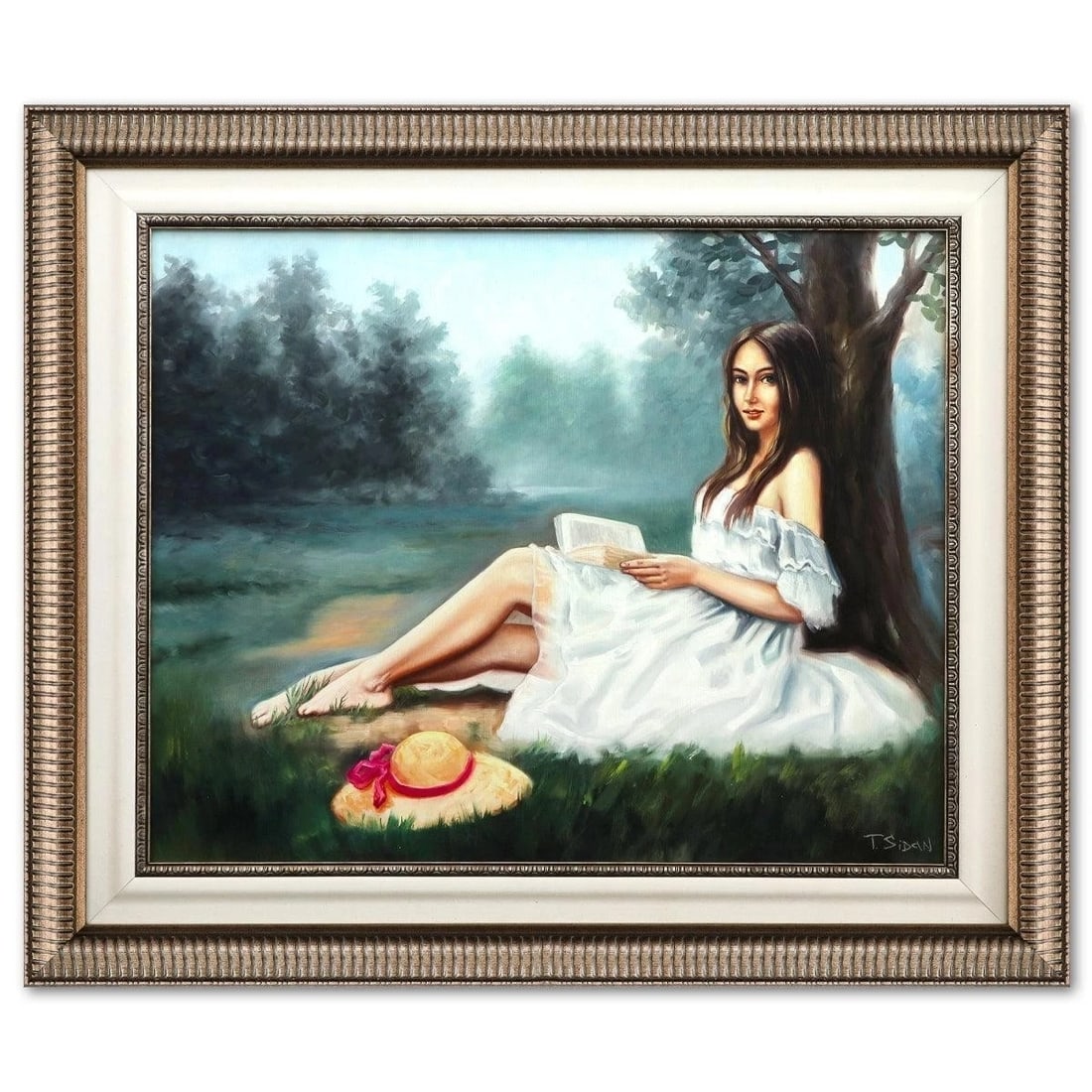 Taras Sidan "Whispers by the Tree" Oil COA 33"x39": Taras Sidan - "Whispers by the Tree" - Original Oil on Canvas - Signed - COA - Museum-/Gallery-quality Custom Framed "Whispers by the Tree" is an original oil on canvas by contemporary Ukrainian artis