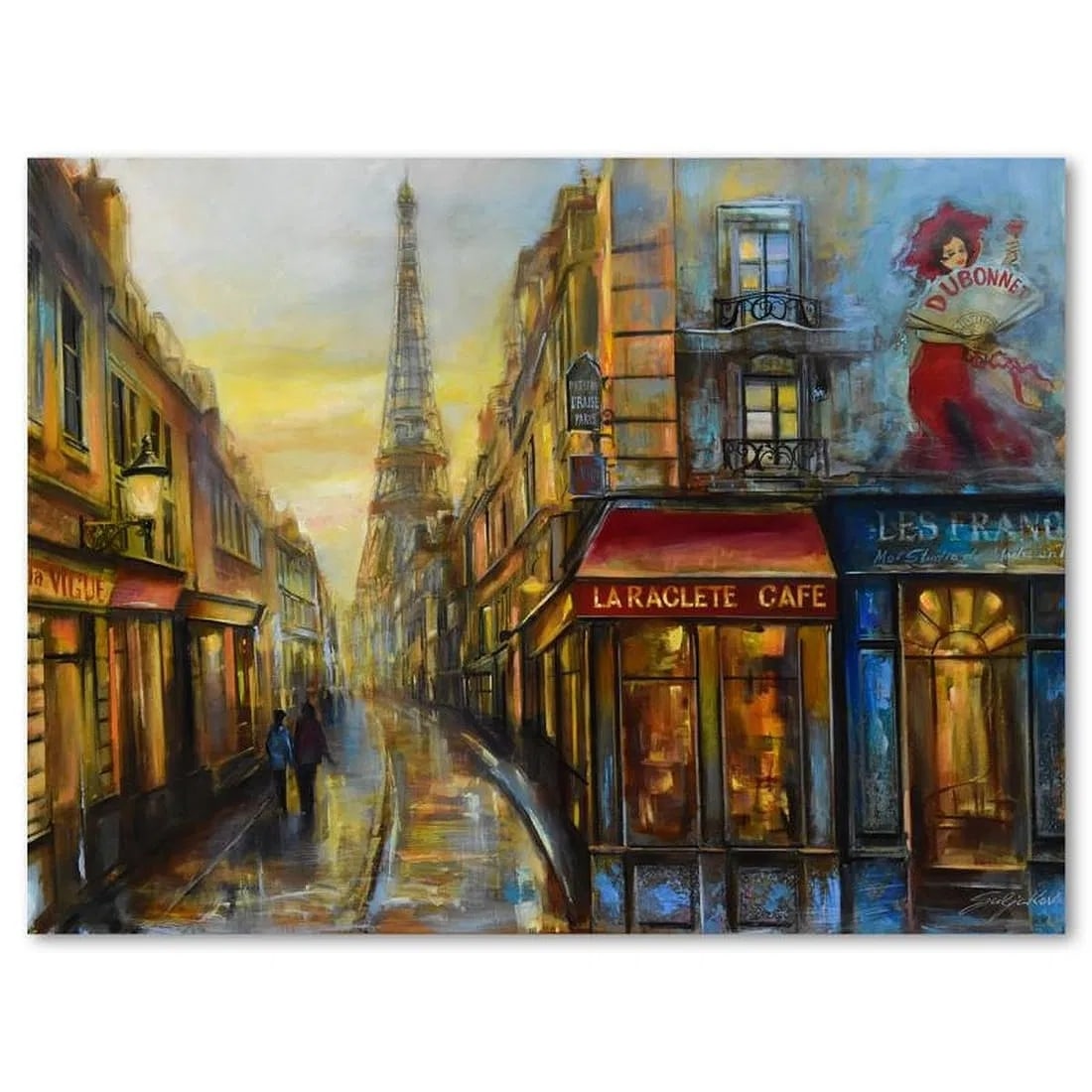 Vadik Suljakov "Cafe La Raclete" Oil on Canvas COA 40"x30": Vadik Suljakov - "Cafe La Raclete" - Original Oil Painting on Canvas - 40" x 30" - Hand Signed - Letter of Authenticity "Cafe La Raclete" is an original oil painting on stretched canvas by Vadik Sulja