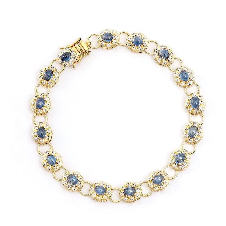 7.26 Ct Cabochon Blue Sapphire & Diamond Bracelet (1 of 2)