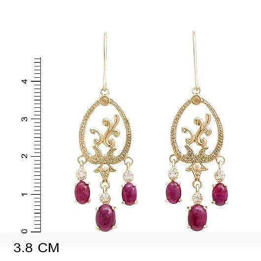 4.59 Ct Diamond Ruby Sterling Silver (925) Earrings - 2