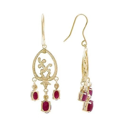 4.59 Ct Diamond Ruby Sterling Silver (925) Earrings - 3