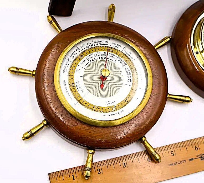 RARE Taylor Stormoguide Nautical Ship's Wheel Barometer (1 of 5)