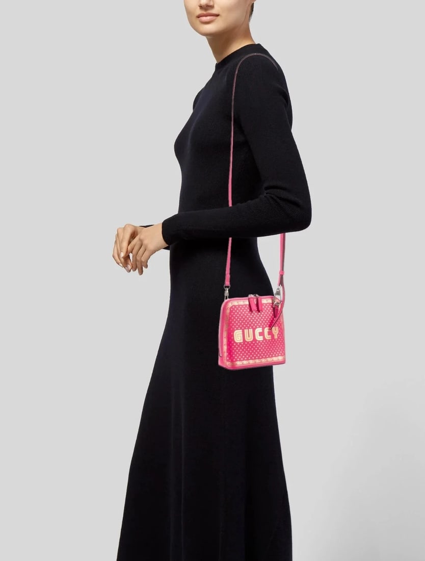 Limited Edition (LE) Gucci Pink SEGA Mini Dome Bag COA: New without tags (NWOT) Limited Edition (LE) Gucci "Guccy" Pink SEGA Mini Dome Crossbody Bag - Hot Pink Leather w/ Gold Stars - w/ Dust Bag & Strap & Certificate of Authenticity (COA) Stand-out, colle