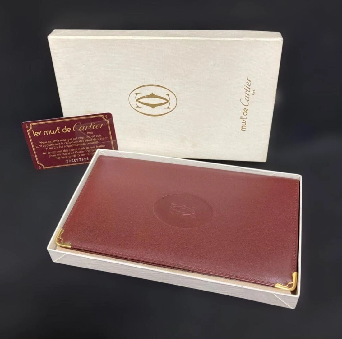 Cartier "Must" Bordeaux Long Bifold Wallet (1 of 10)