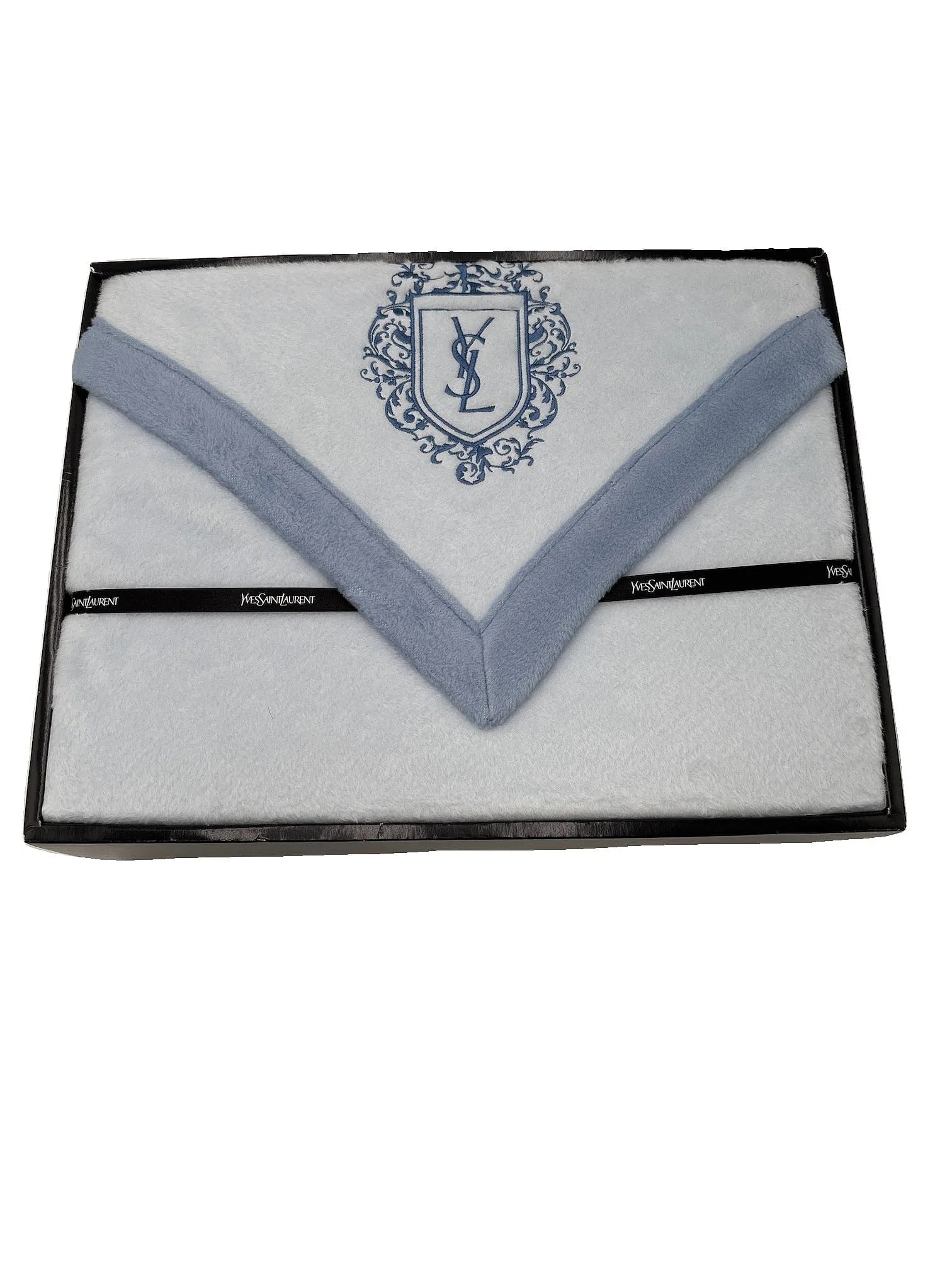 Yves Saint Laurent Throw Blanket w/ YSL logo NWOT + Box (1 of 2)