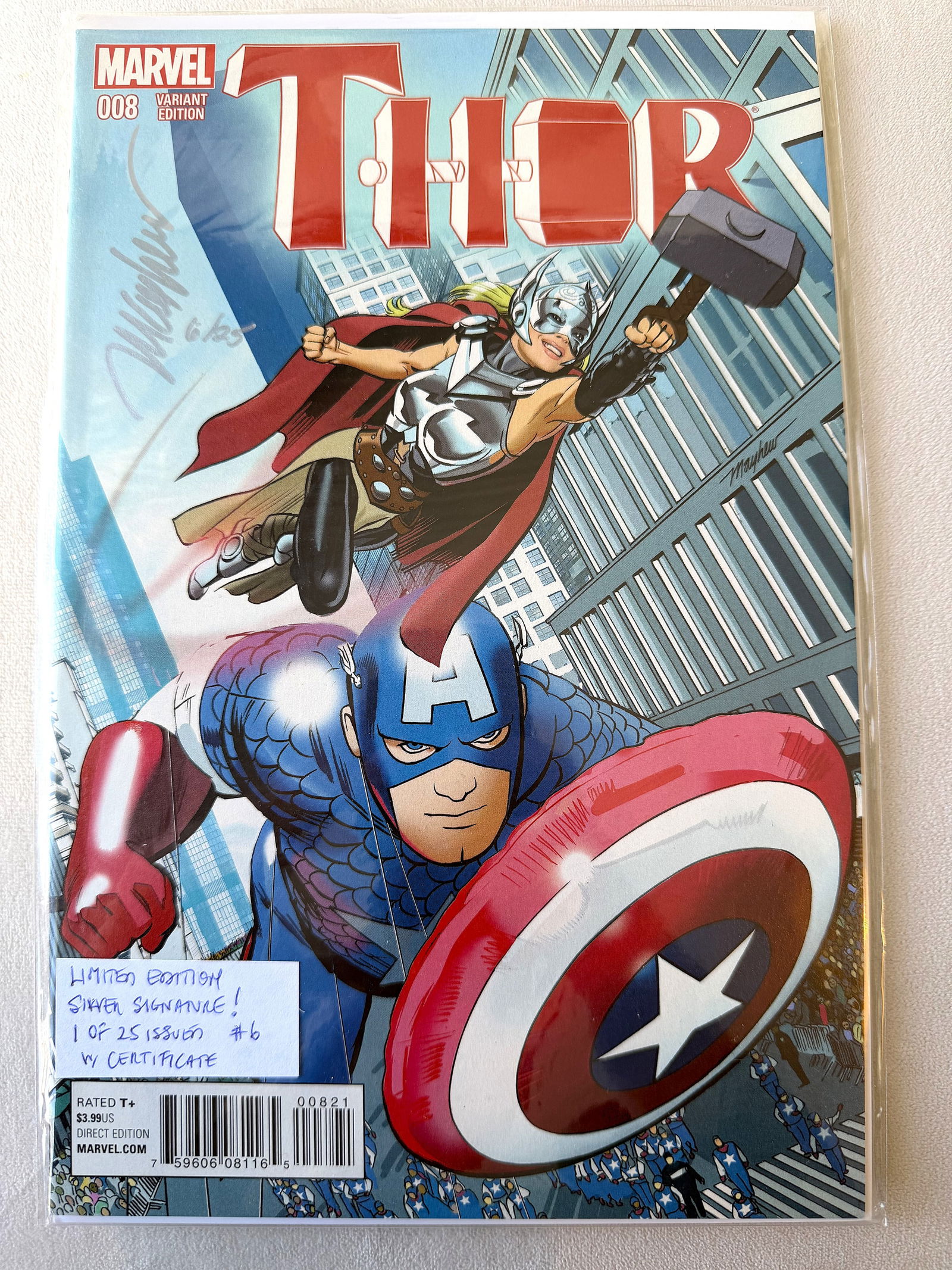 Thor #8 (2015) "The Identity of Thor" Ultra-Rare Dynamic Forces Signed Edition (6/25) OCA (1 of 3)