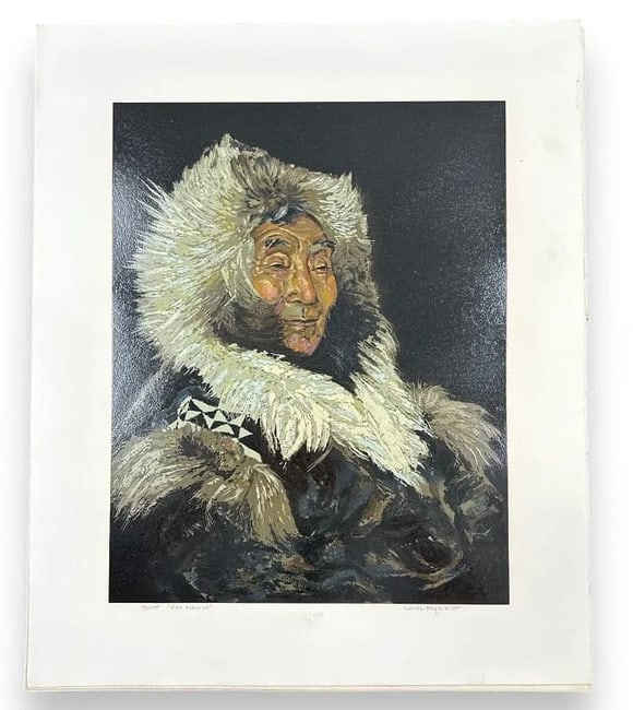 Lunda Hoyle Gill "Wise Kakaruk" 1978 LE Artist's Proof (AP) Serigraph 25.5" x 21": Offered is "Wise Kakaruk," a limited-edition Artist's Proof (A.P.) serigraph by American artist Lunda Hoyle Gill (1928-2003), dated 1978. The print is pencil signed and numbered and bears the Styria S