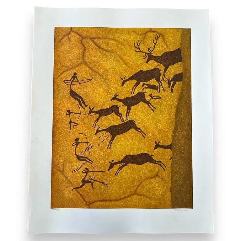 Douglas Mazonowicz "The Hand of Man 1" (1981) LE /300 Lithograph 29" x 23": "The Hand of Man 1" (1981) is a bold, graphic print by Douglas Mazonowicz (1920-2001) from his well-known "Hand of Man" series/portfolio. This example is from the limited edition of 300, pencil signed