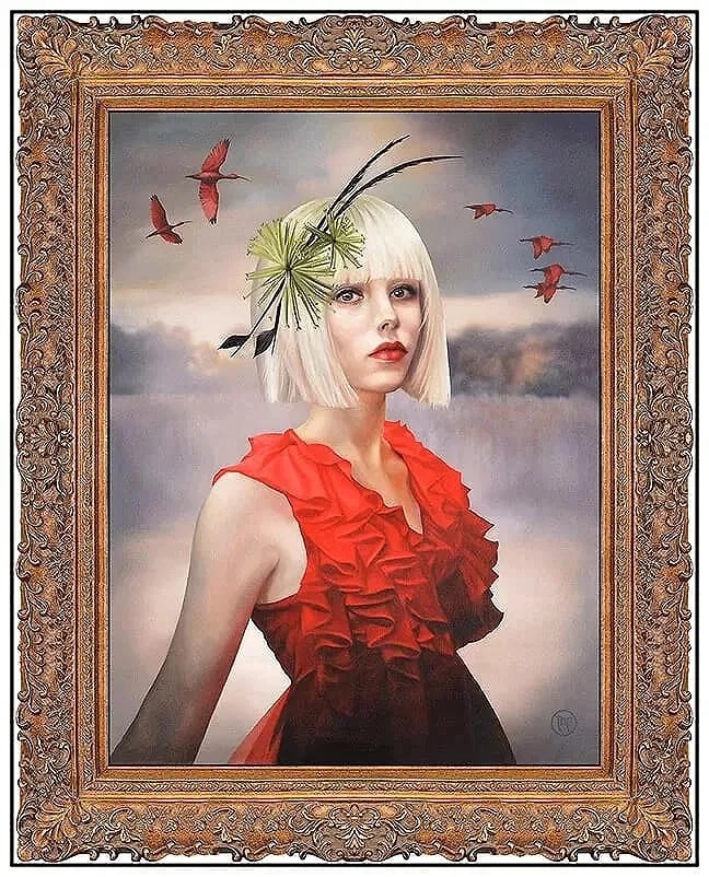 Melissa Forman "Spirit of the Breeze" Framed Original Oil on Board w/ COA 24" x 20": A breathtaking and luminous masterwork by the highly sought-after contemporary figurative artist Melissa Forman: "Spirit of the Breeze." This original oil on board is a premier example of Forman's "St