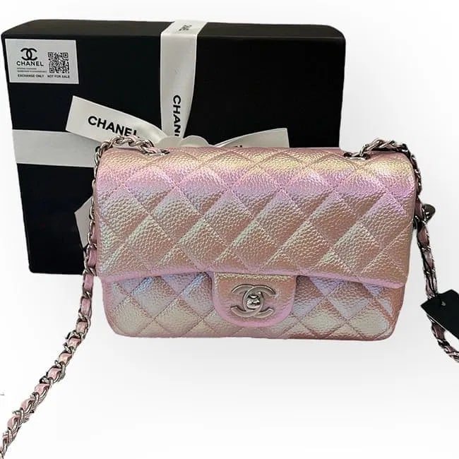CHANEL Pink Iridescent "Mermaid" Classic Flap Beauté Bag – Caviar – NIB (1 of 8)
