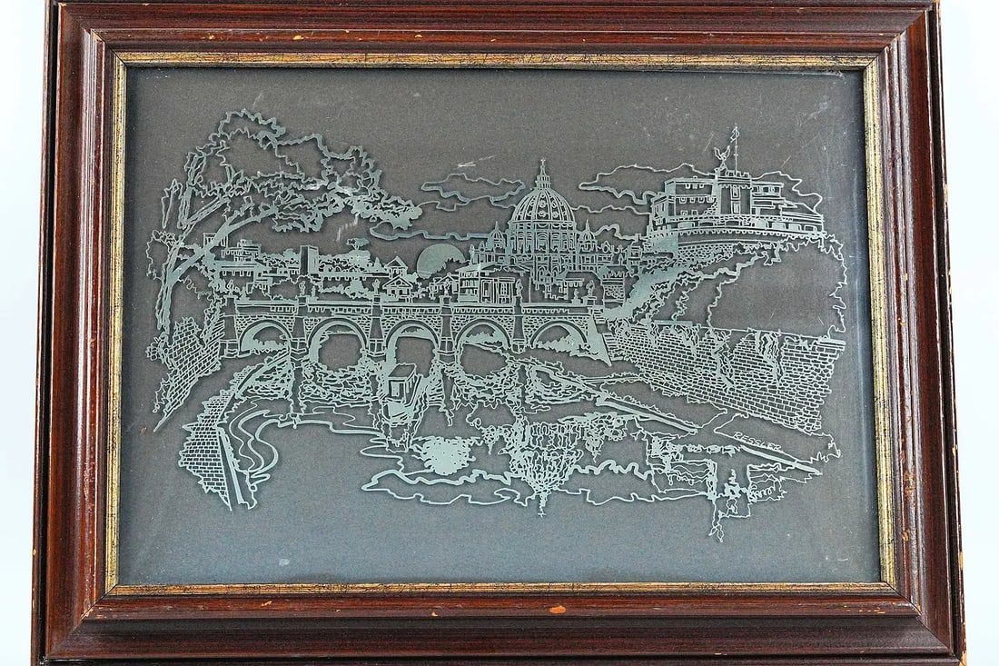 Prince Medici Estate William Roessler 1977 LE Sterling Silver "Rome" – Franklin Mint – 15" x 20": Franklin Mint 1977 Limited Edition (LE) Original Sterling Silver Rome Silhouette Frame by William Roessler - This limited edition sterling silver silhouette artwork titled Rome was designed by William