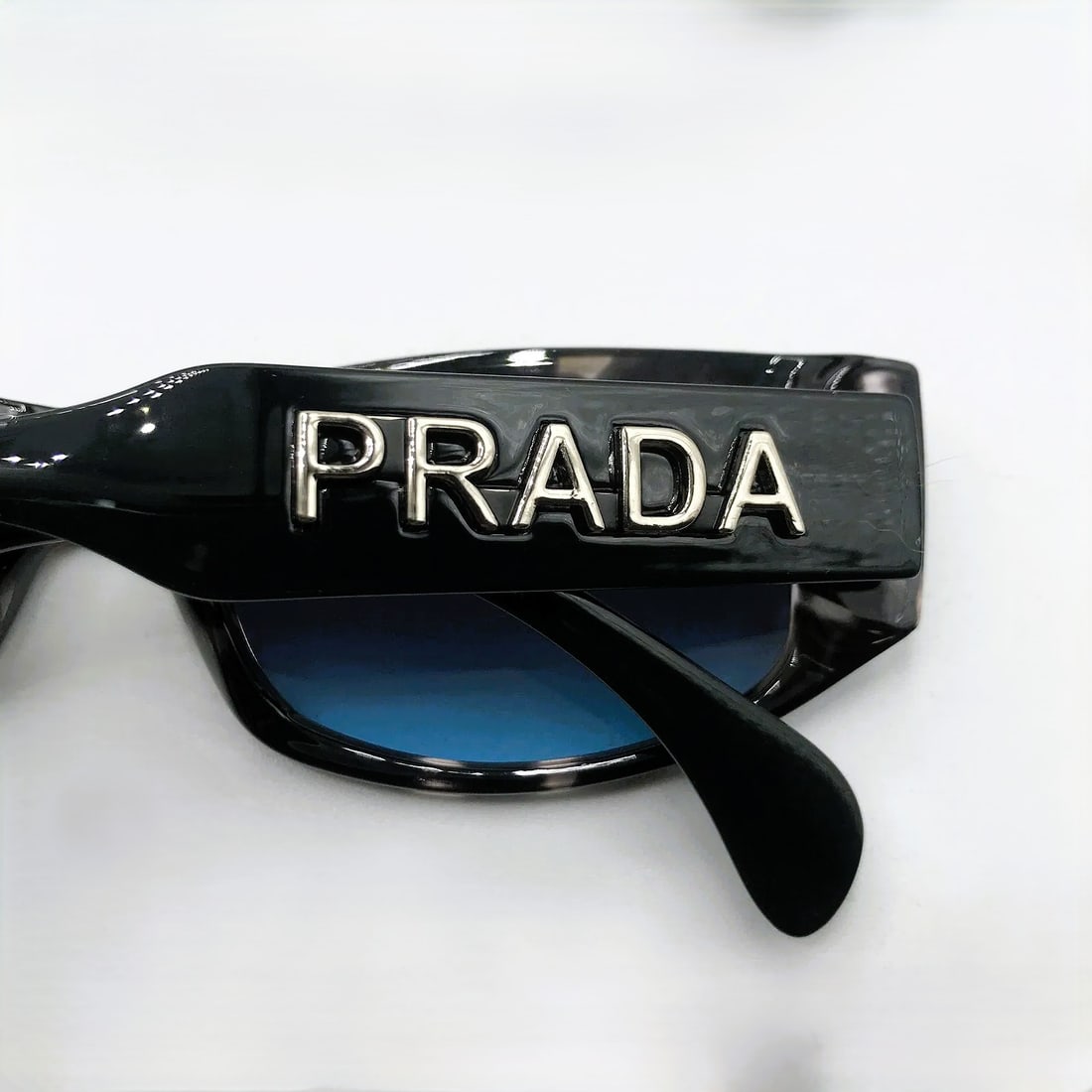 Prada Black Rectangular Sunglasses w/ Case, Box & Certificate Card - 3