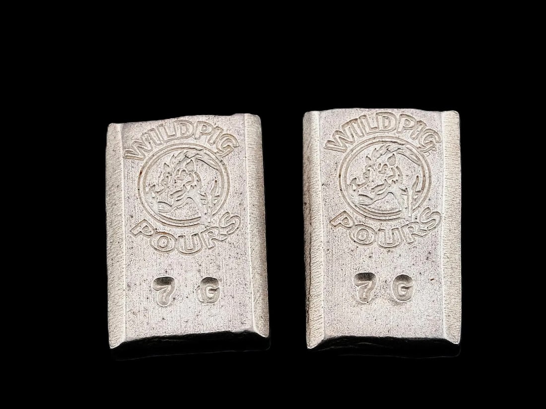 Prince Medici Estate Two (2) Wild Pig Pours Mint .999 Fine Silver 7 Gram Bars Total 14g (RARE) (1 of 2)