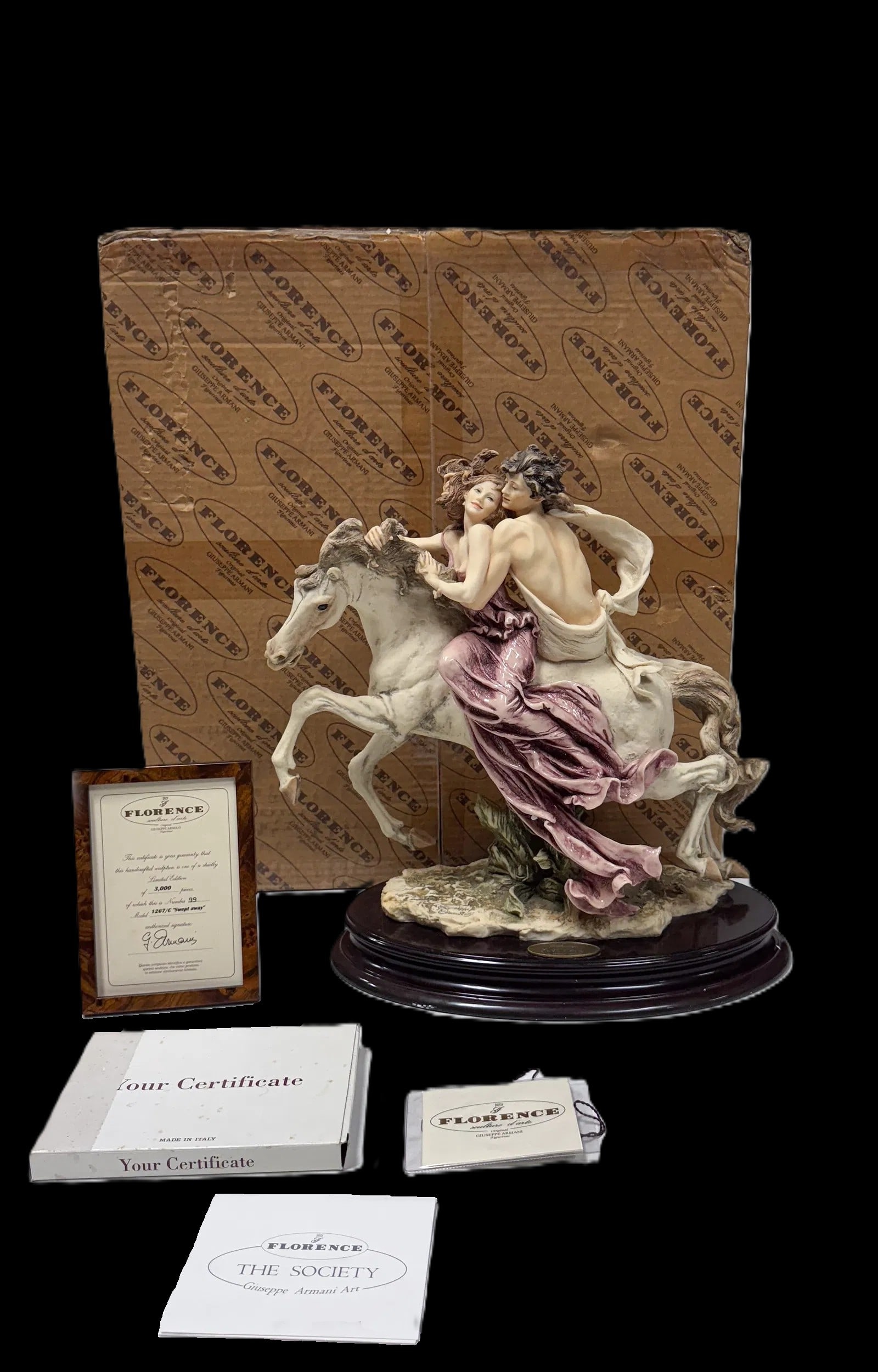 Giuseppe Armani Italian Florence Sculpture "Swept Away" 1267/C w/ Box + COA #99, 15.7" x 15.2" x 8" (1 of 9)