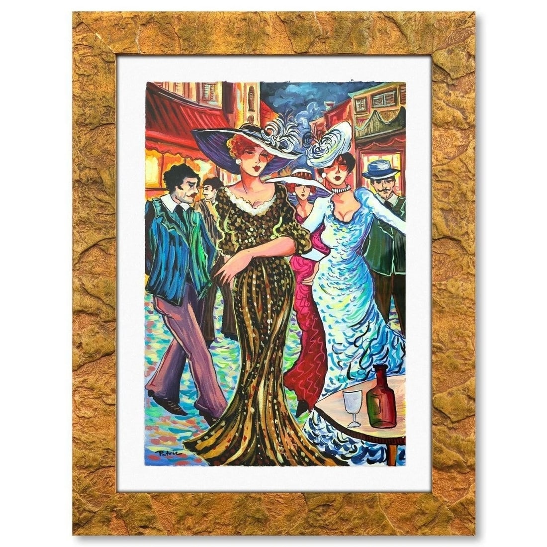 P Govezensky "Cocktail Party" Watercolor COA 31"x24" (1 of 2)