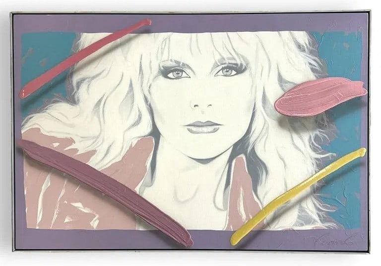 Jim Ceravolo (b. 1953-) Large Original Mixed Media Painting Portrait, 1988 41" x 61" (1 of 6)