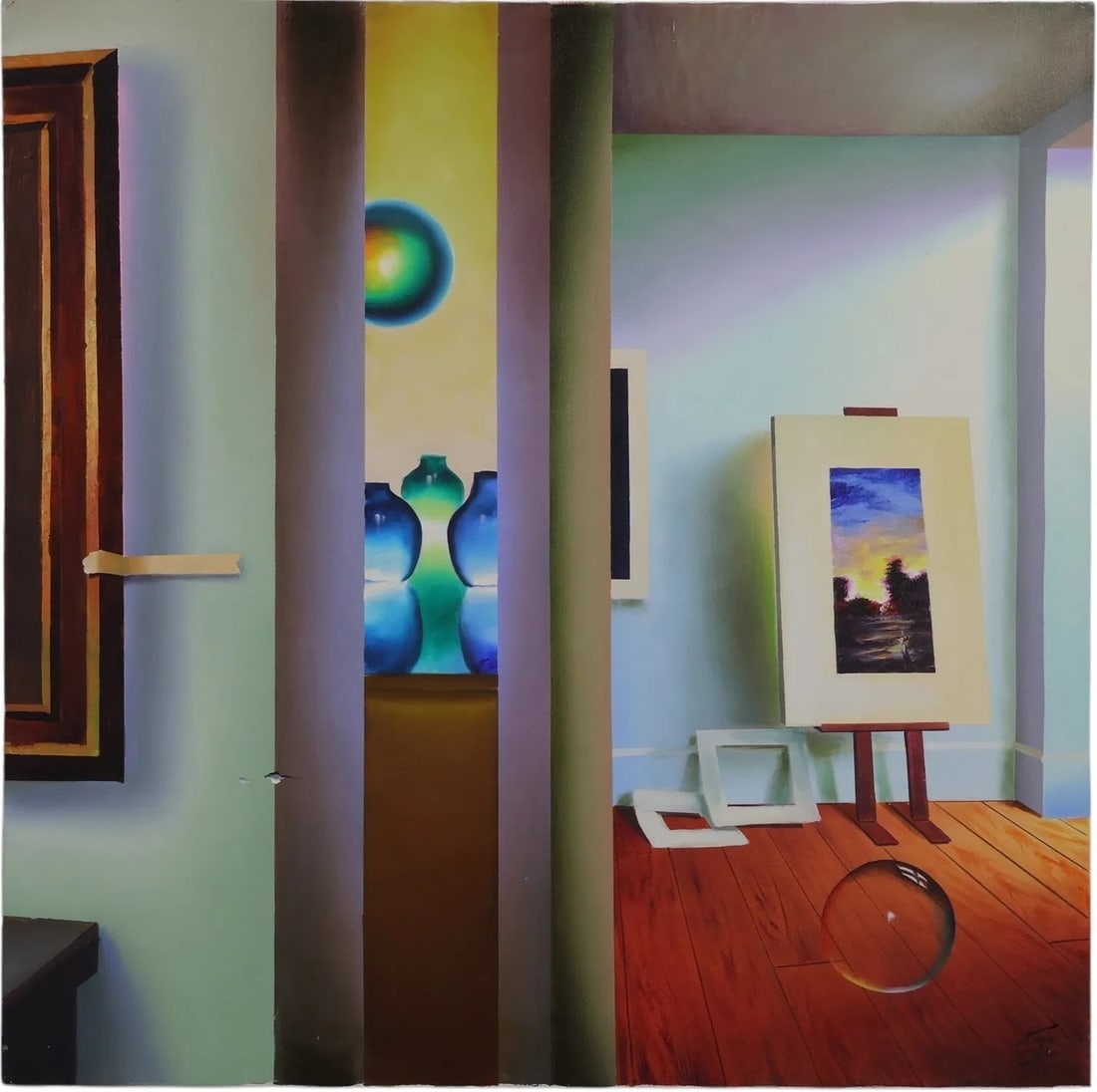 Ferjo (Fernando de Jesus Oliveira) "Studio with Glass Jars" Oil on Canvas 40"x40" (1 of 6)