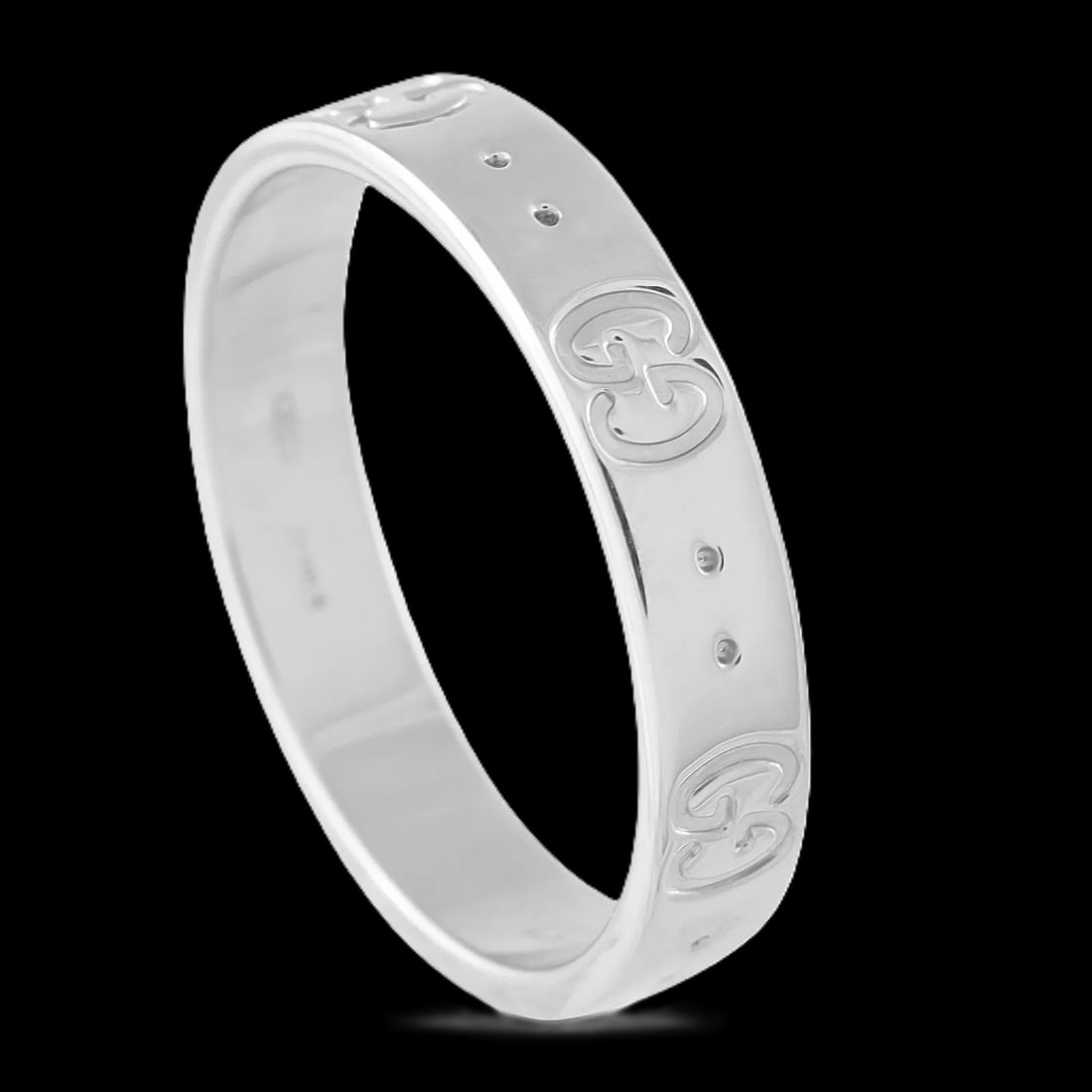 Gucci Icon 18K White Gold GG Ring 5mm wide 3.6 g Size US 5.5 w/ Box (1 of 5)