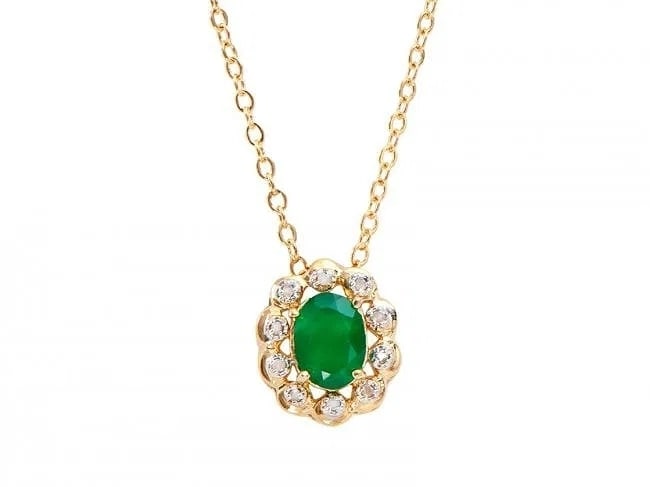 1.02 Ct Green Agate & Diamond Designer Necklace (1 of 2)