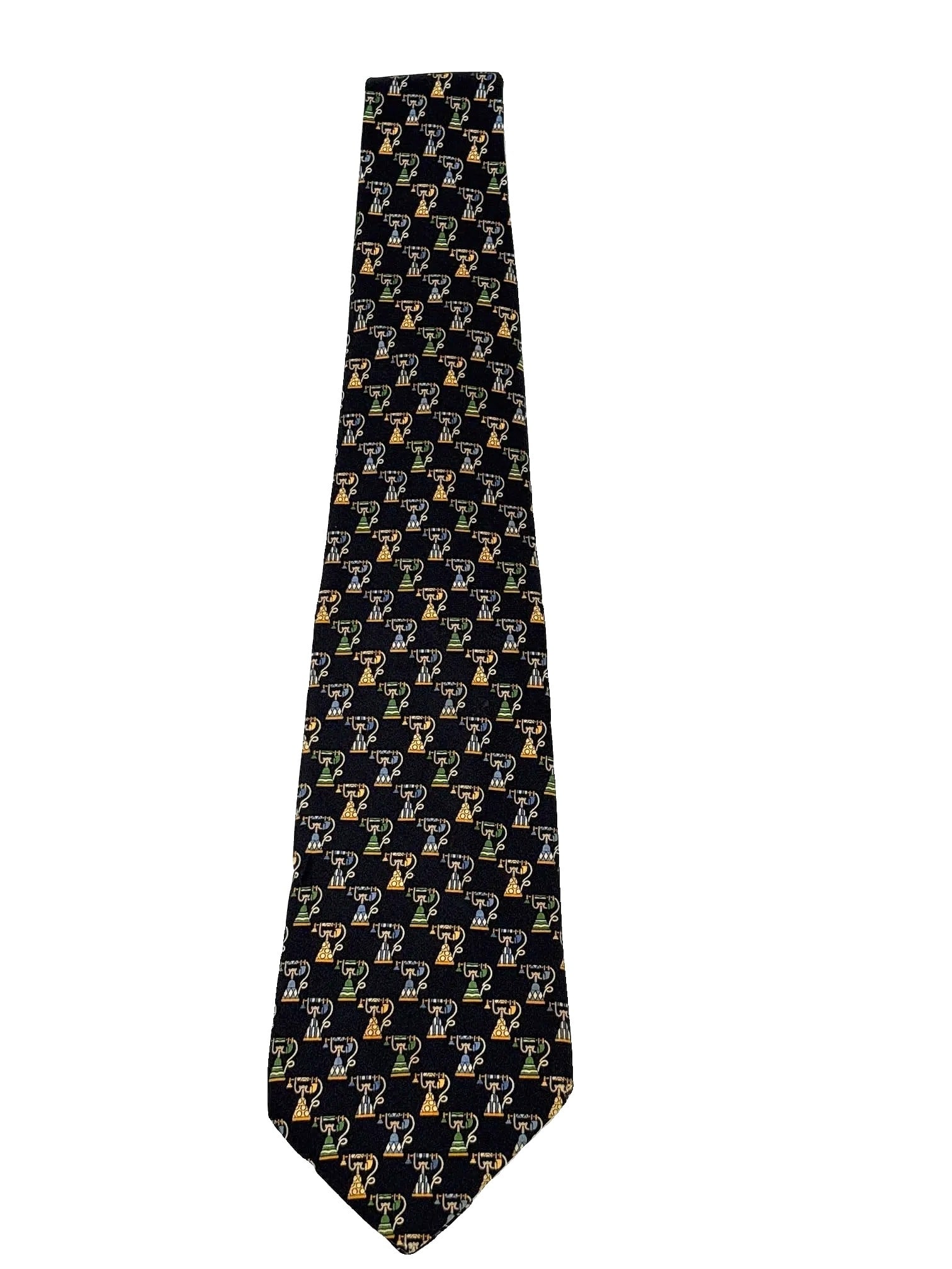 Salvatore Ferragamo Silk Necktie Black Multi Motif Like New + Box (1 of 10)